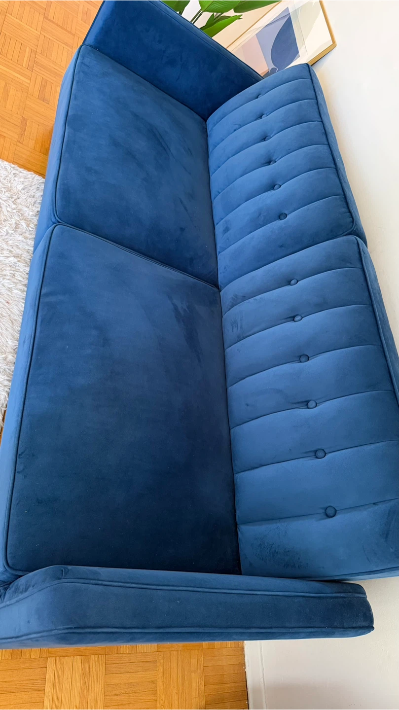 Blue Velvet Tufted Sofa