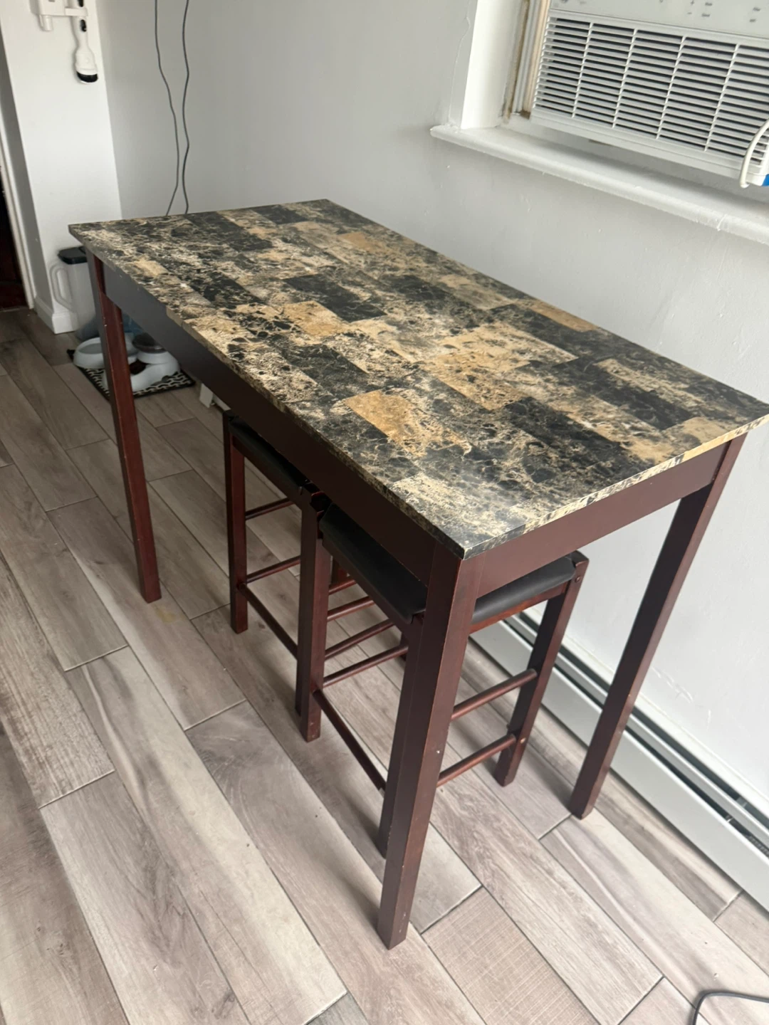 3-Piece Counter Height Dining Set with Marble Top - photo 3