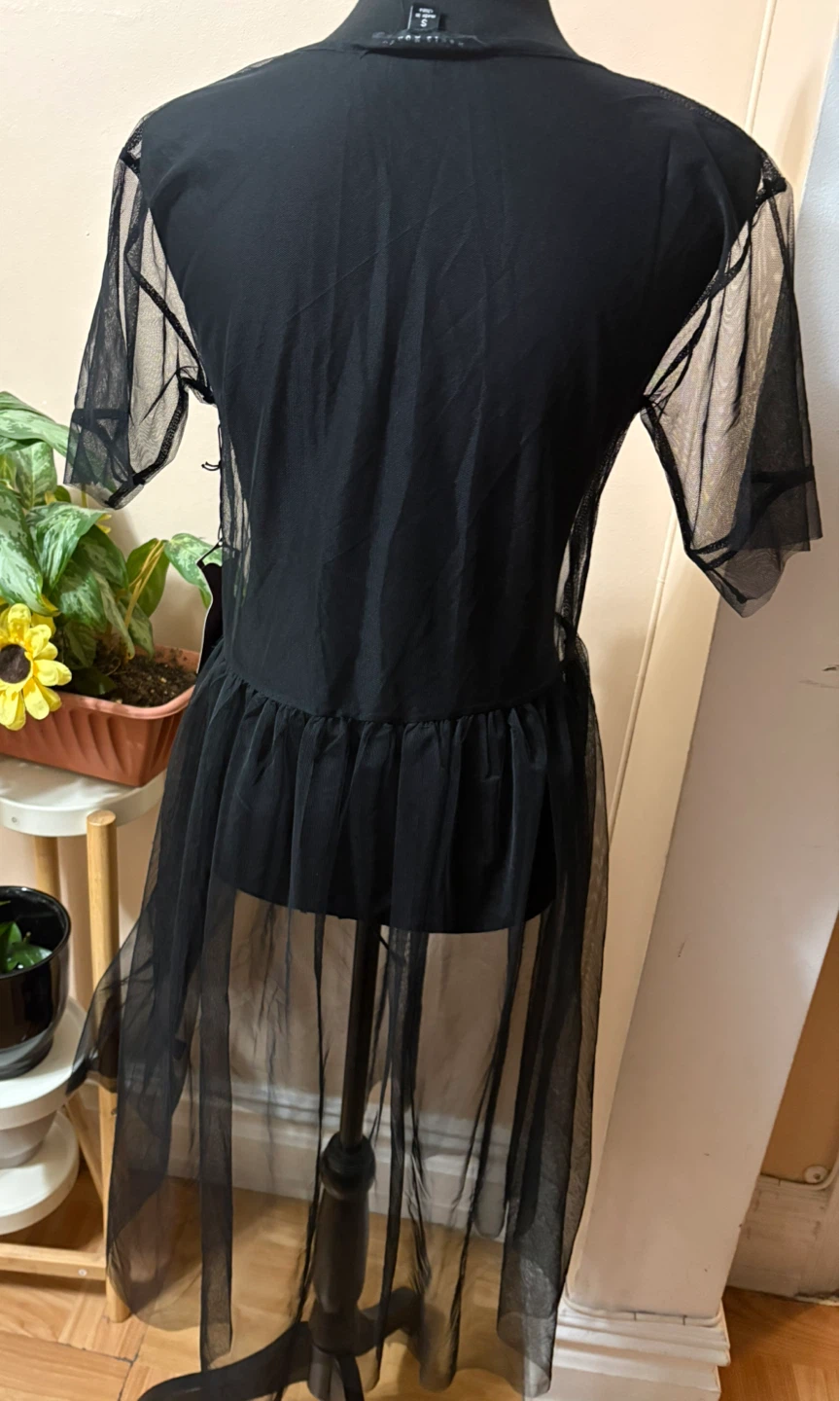 Haute Monde Black Embroidered Mesh Dress - photo 5