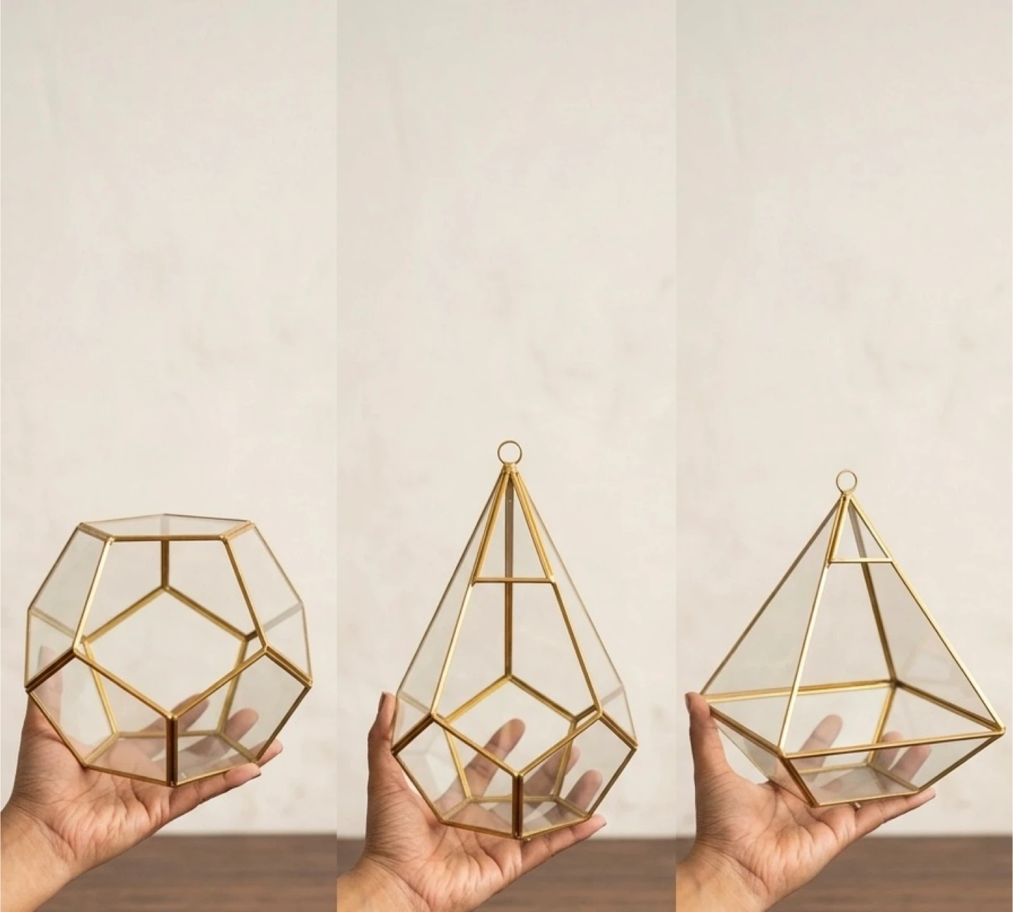 Glass Geometric Terrarium / Candle Holders