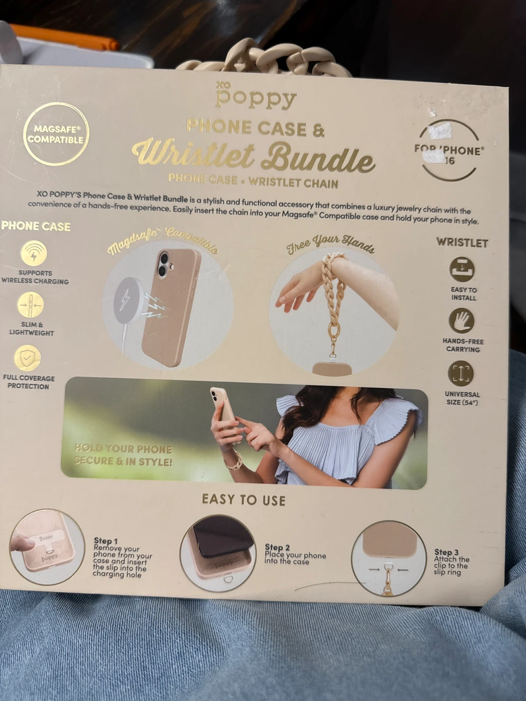 XO Poppy Phone Case & Wristlet Bundle for iPhone 14 - Beige - photo 2