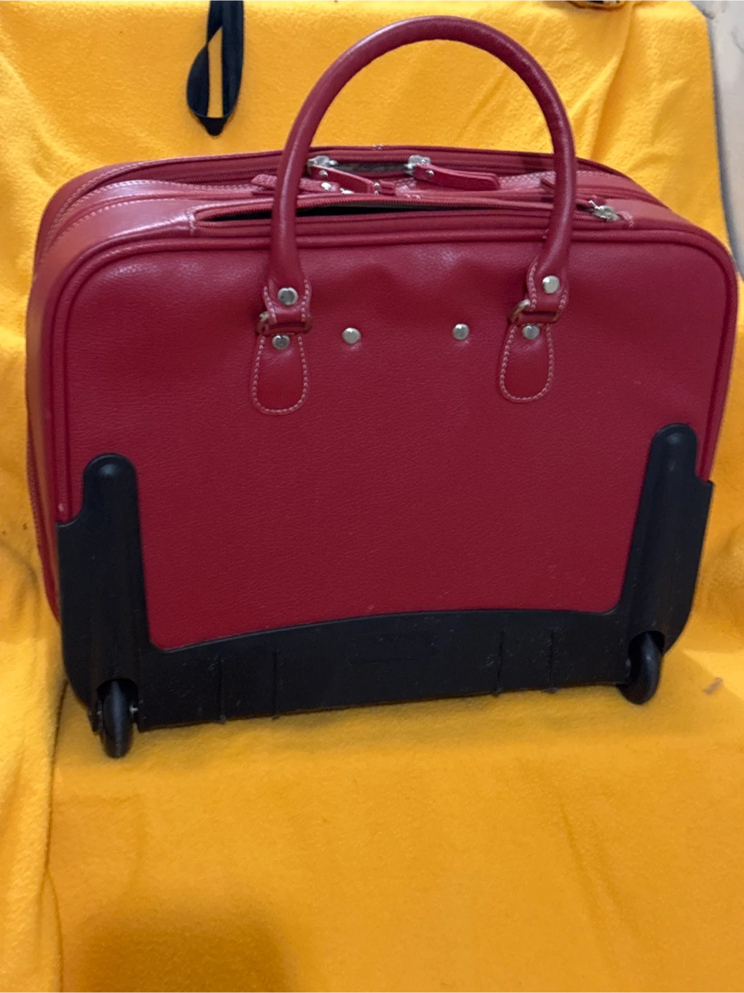 Red Leather Wheeled Briefcase/Laptop Bag - photo 5