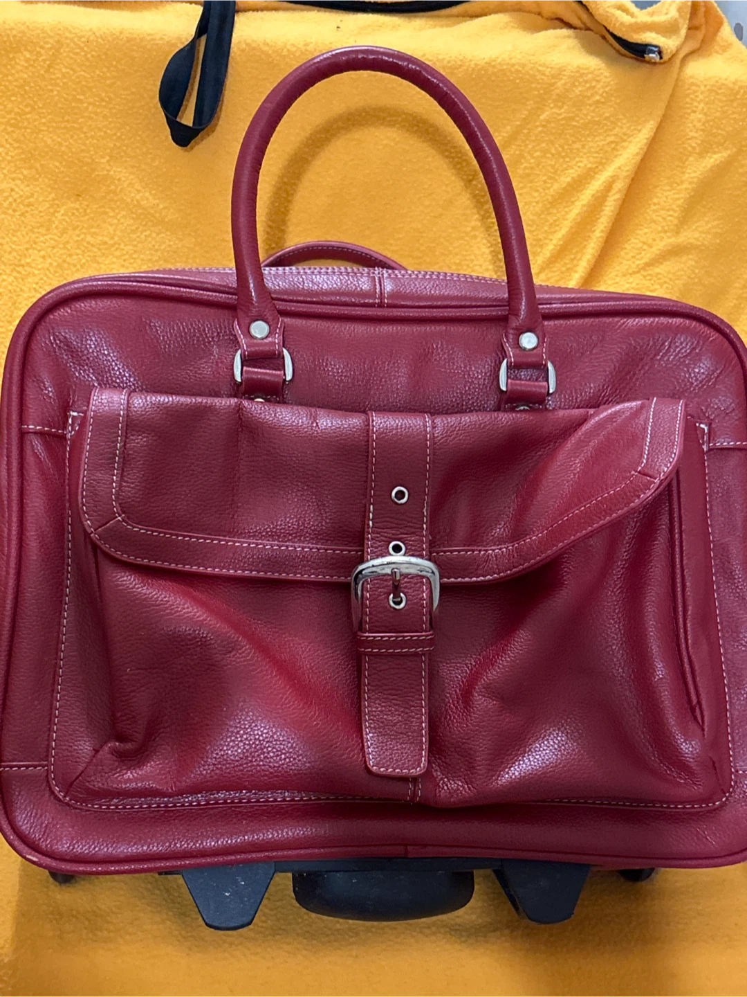 Red Leather Wheeled Briefcase/Laptop Bag - photo 2