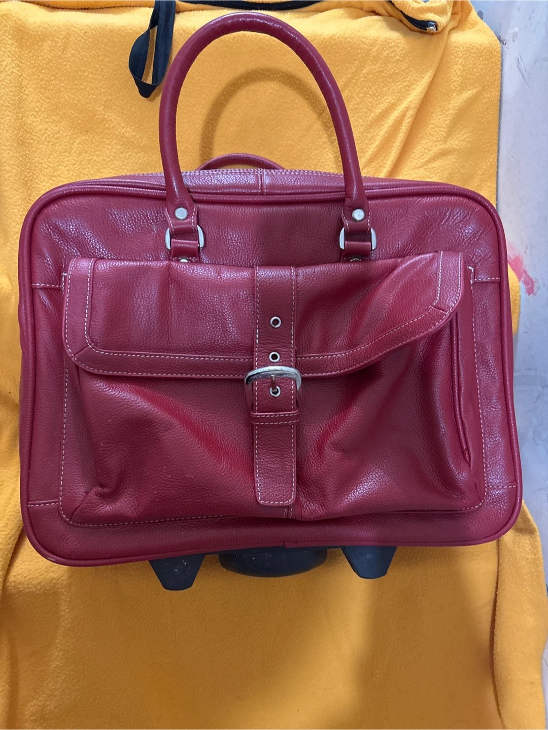 Red Leather Wheeled Briefcase/Laptop Bag