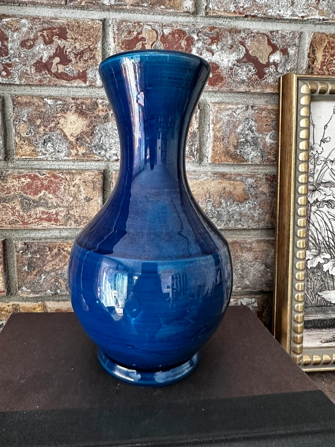 Vintage MCM Cobalt Blue Ceramic Vase – Elegant Home Decor