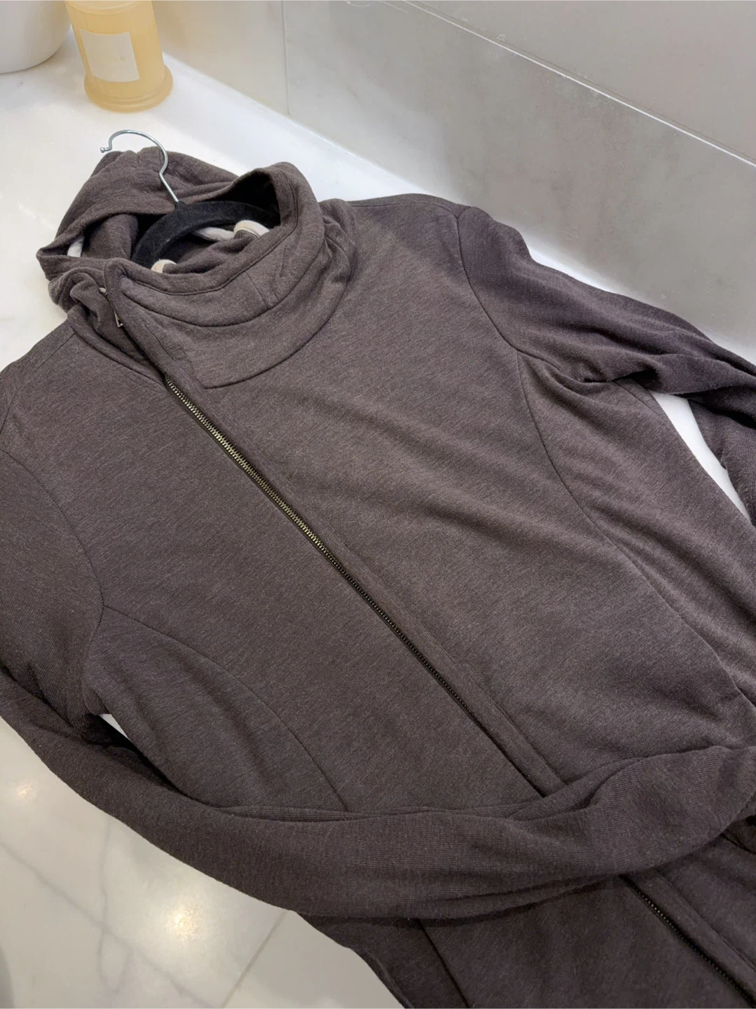 Rick Owens Lilies Brown Grey Asymmetrical Hoodie - photo 3