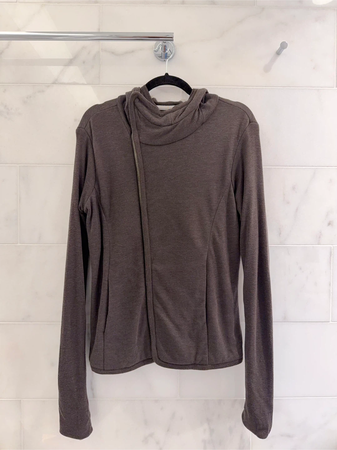 Rick Owens Lilies Brown Grey Asymmetrical Hoodie
