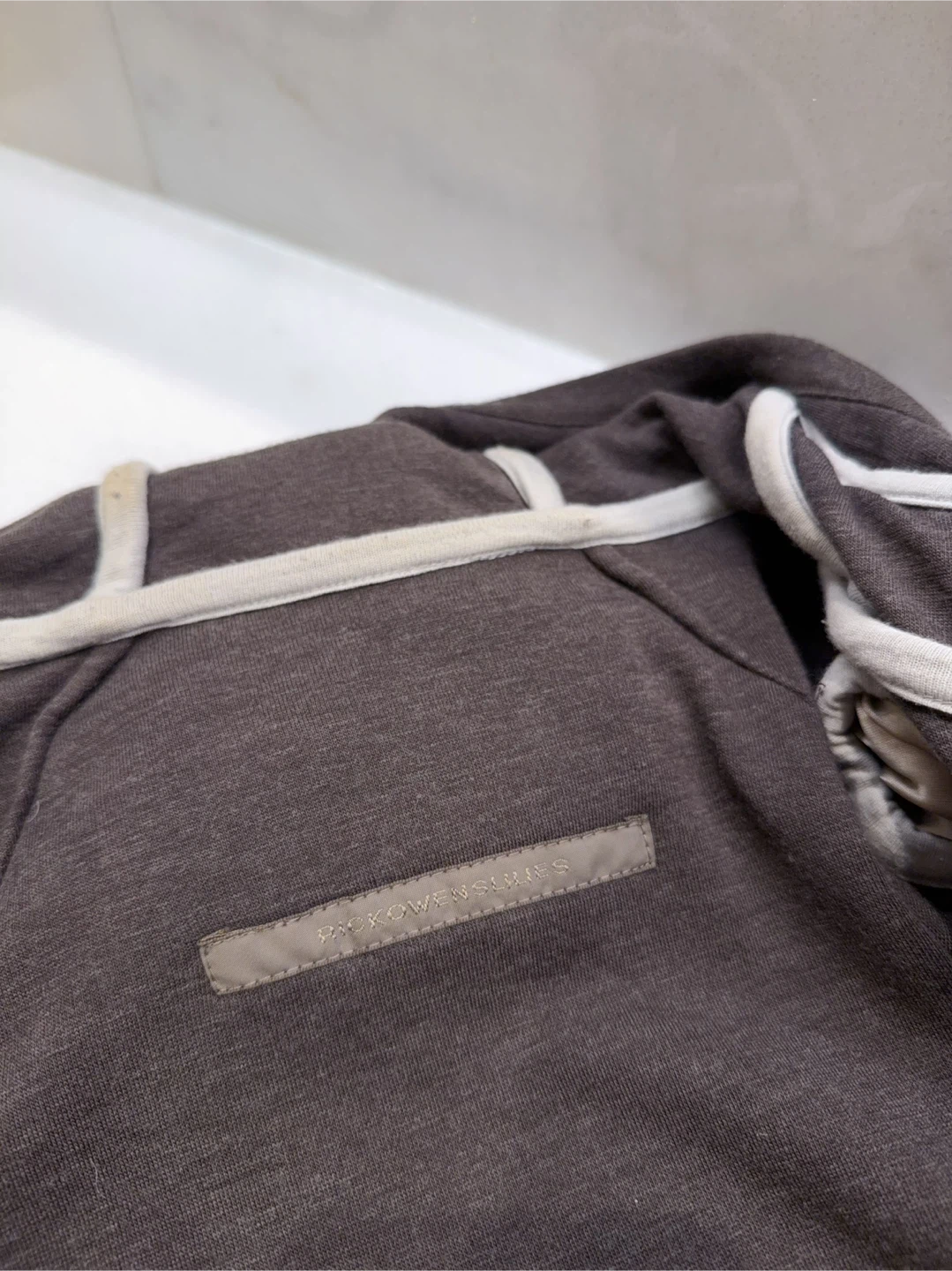 Rick Owens Lilies Brown Grey Asymmetrical Hoodie - photo 4
