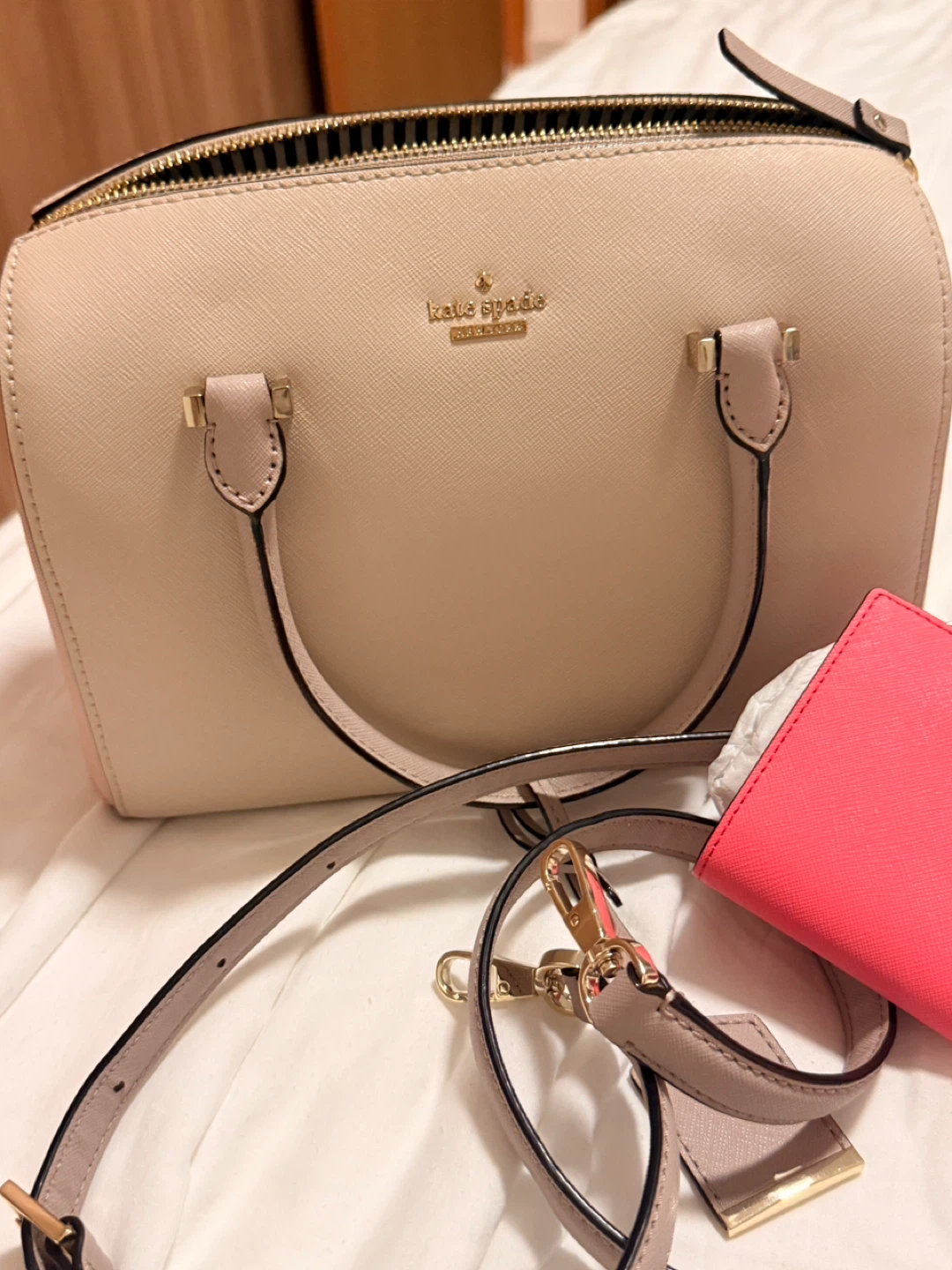Kate Spade Satchel Purse and Wallet Set - Beige/Pink - photo 3