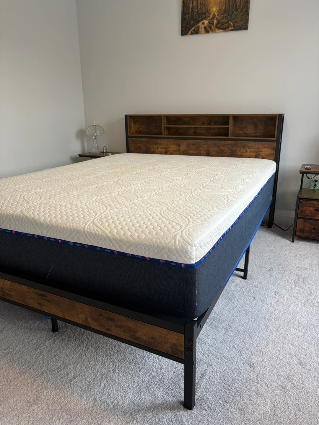Bed Frame and  Wood Nightstands