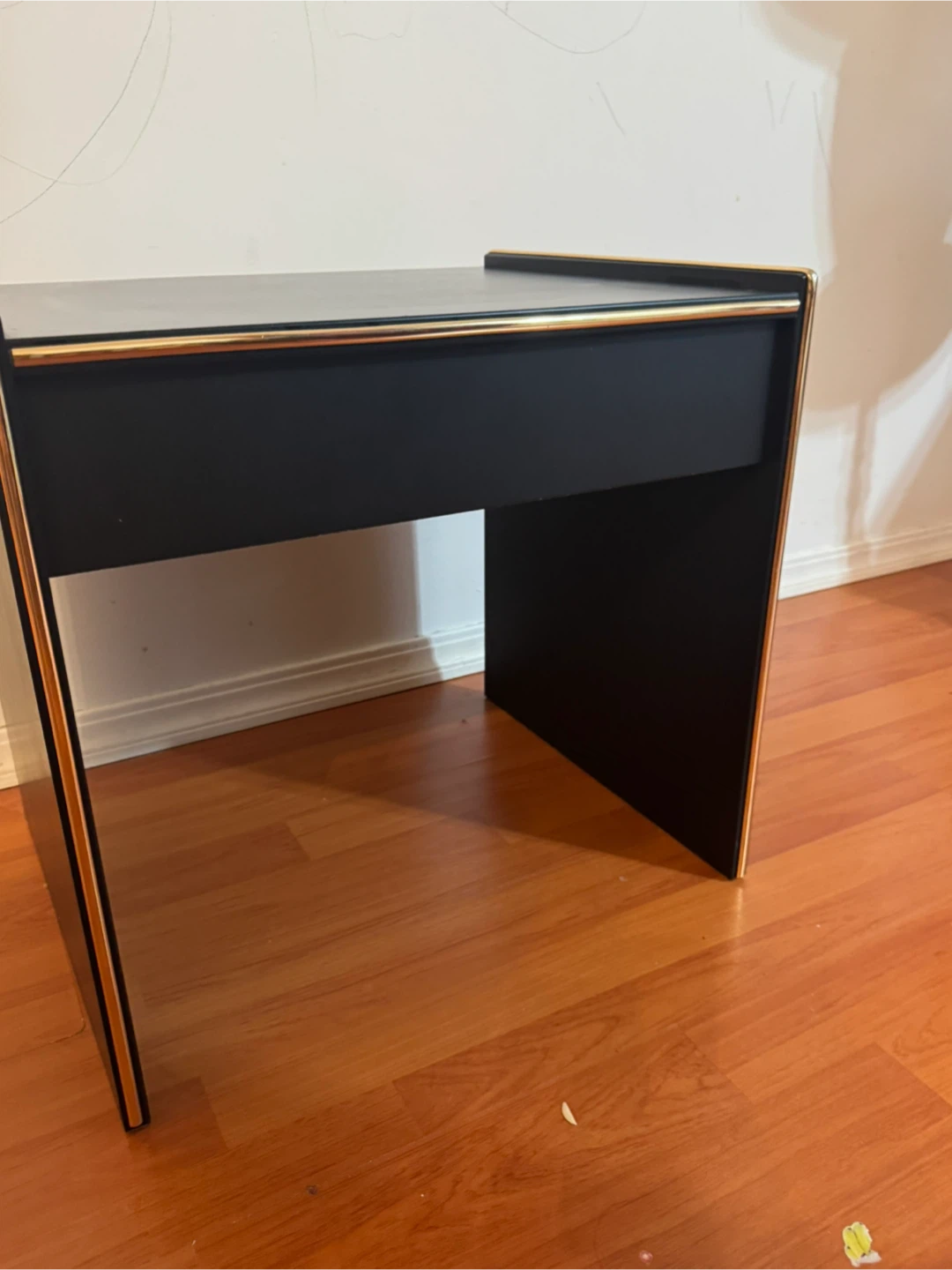 Black Vanity Table with Gold Trim