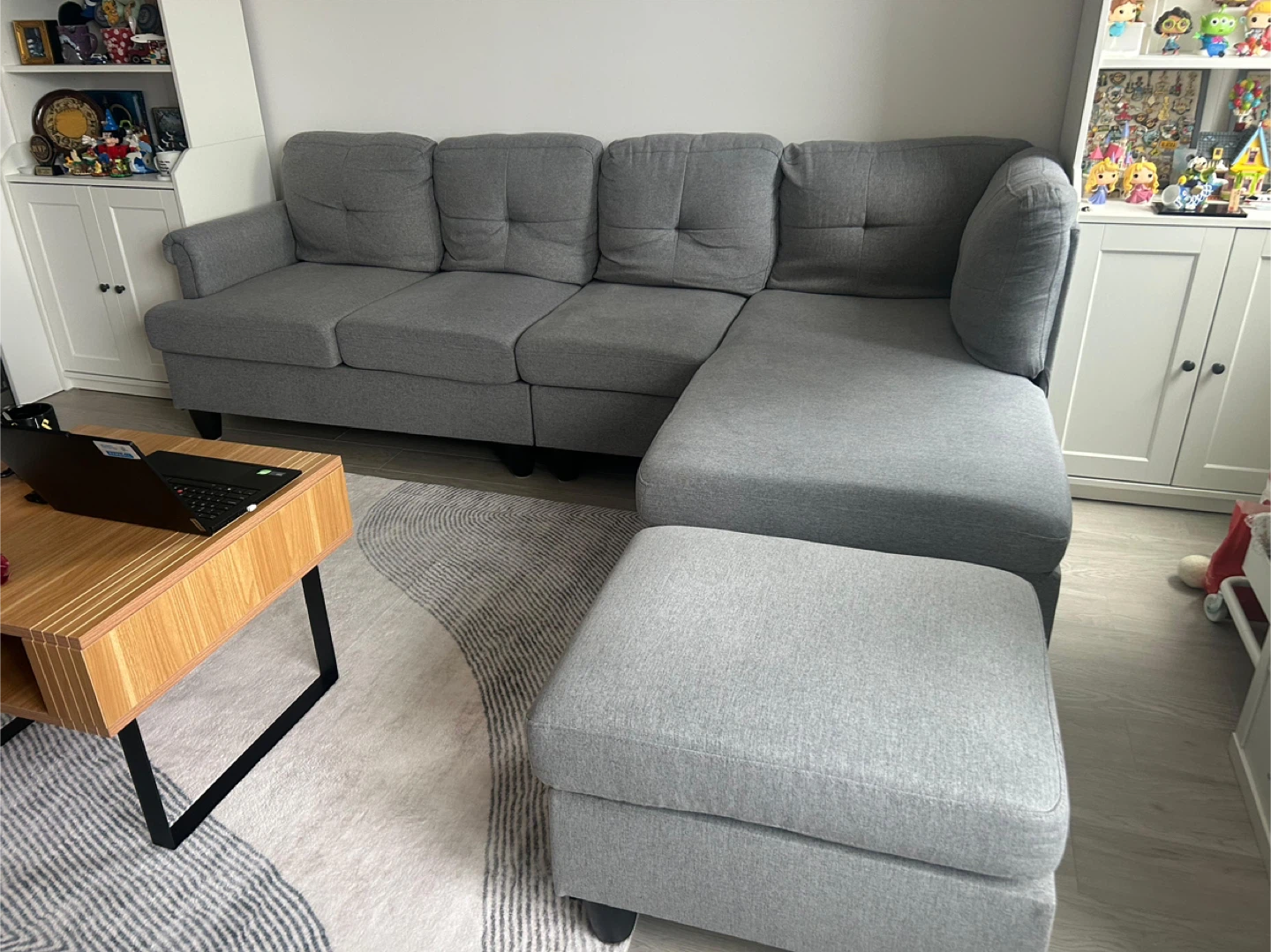 Grey Sectional 4-Seater Sofa with Chaise