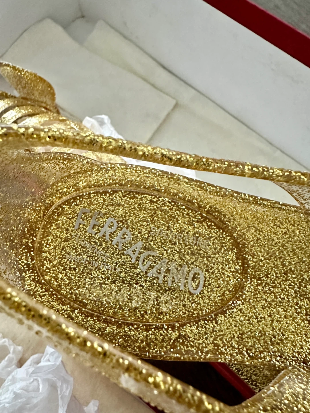 Salvatore Ferragamo Glitter Jelly Bow Flats Gold - photo 3