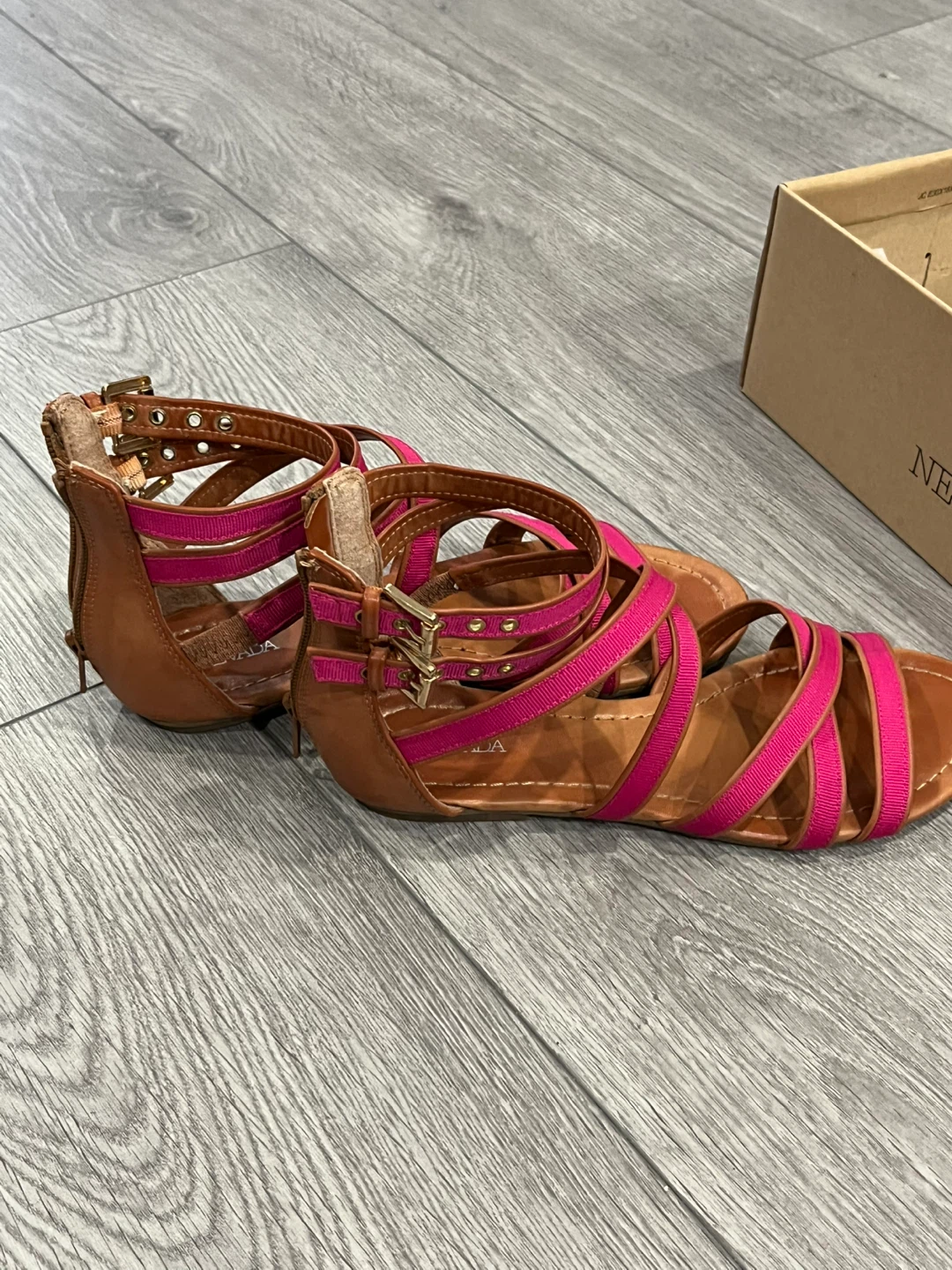 Nevada Women's Strappy Gladiator Sandals - Brown/Pink - Size 6M - photo 4
