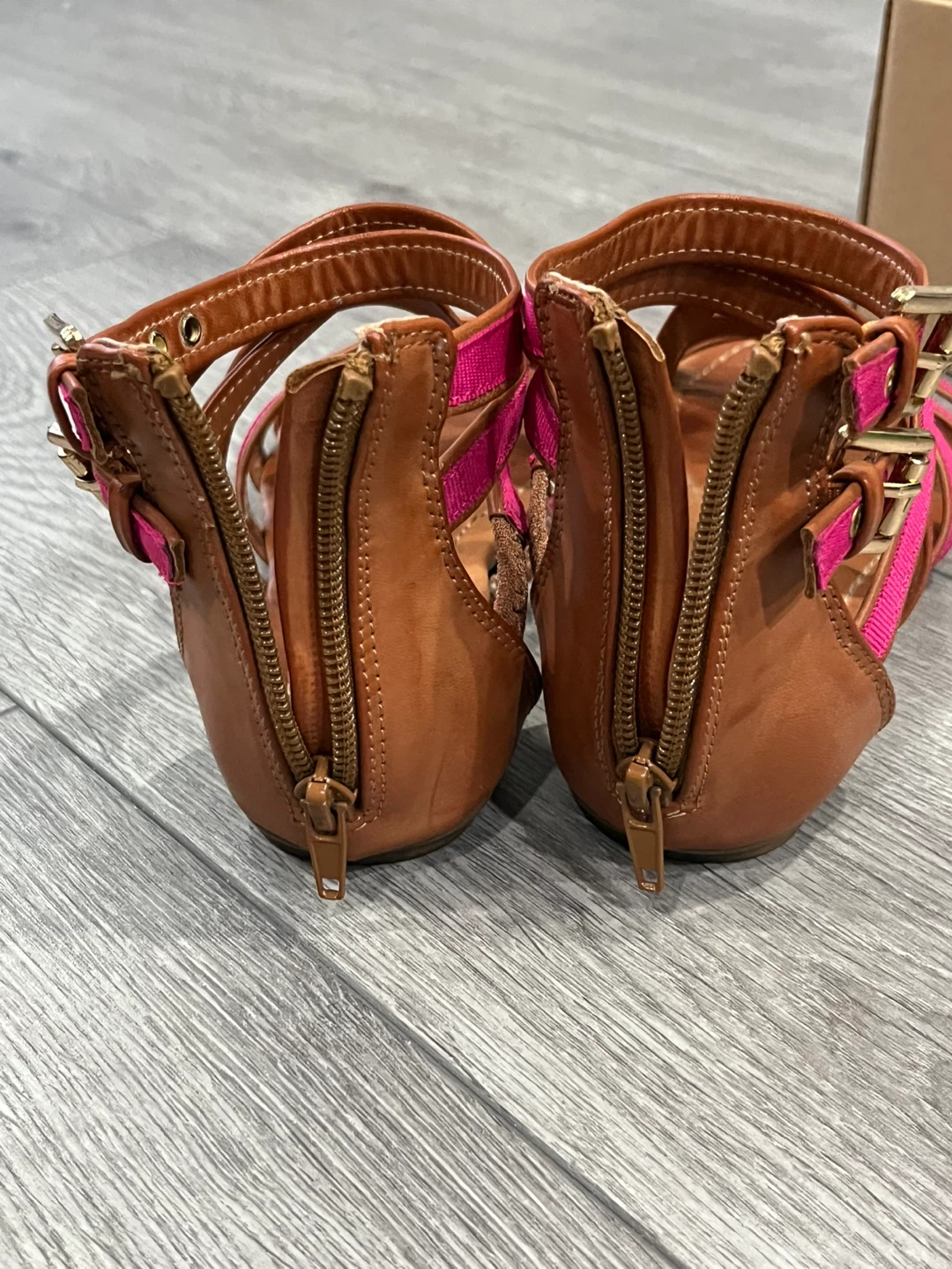 Nevada Women's Strappy Gladiator Sandals - Brown/Pink - Size 6M - photo 5