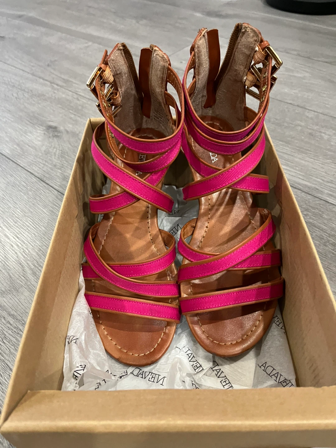 Nevada Women's Strappy Gladiator Sandals - Brown/Pink - Size 6M - photo 2