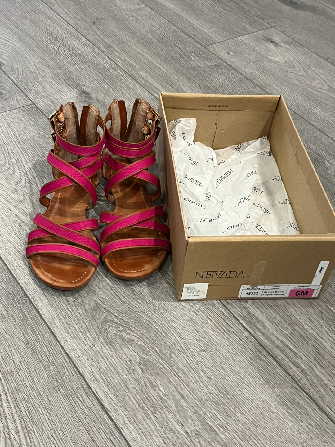 Nevada Women's Strappy Gladiator Sandals - Brown/Pink - Size 6M - photo 3