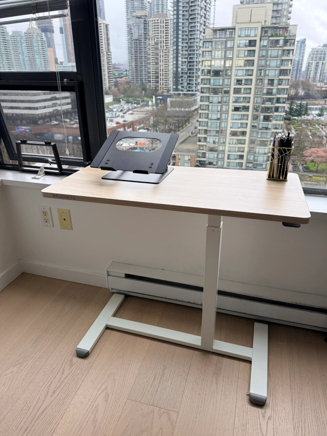 Adjustable Standing Desk - Light Wood Grain
