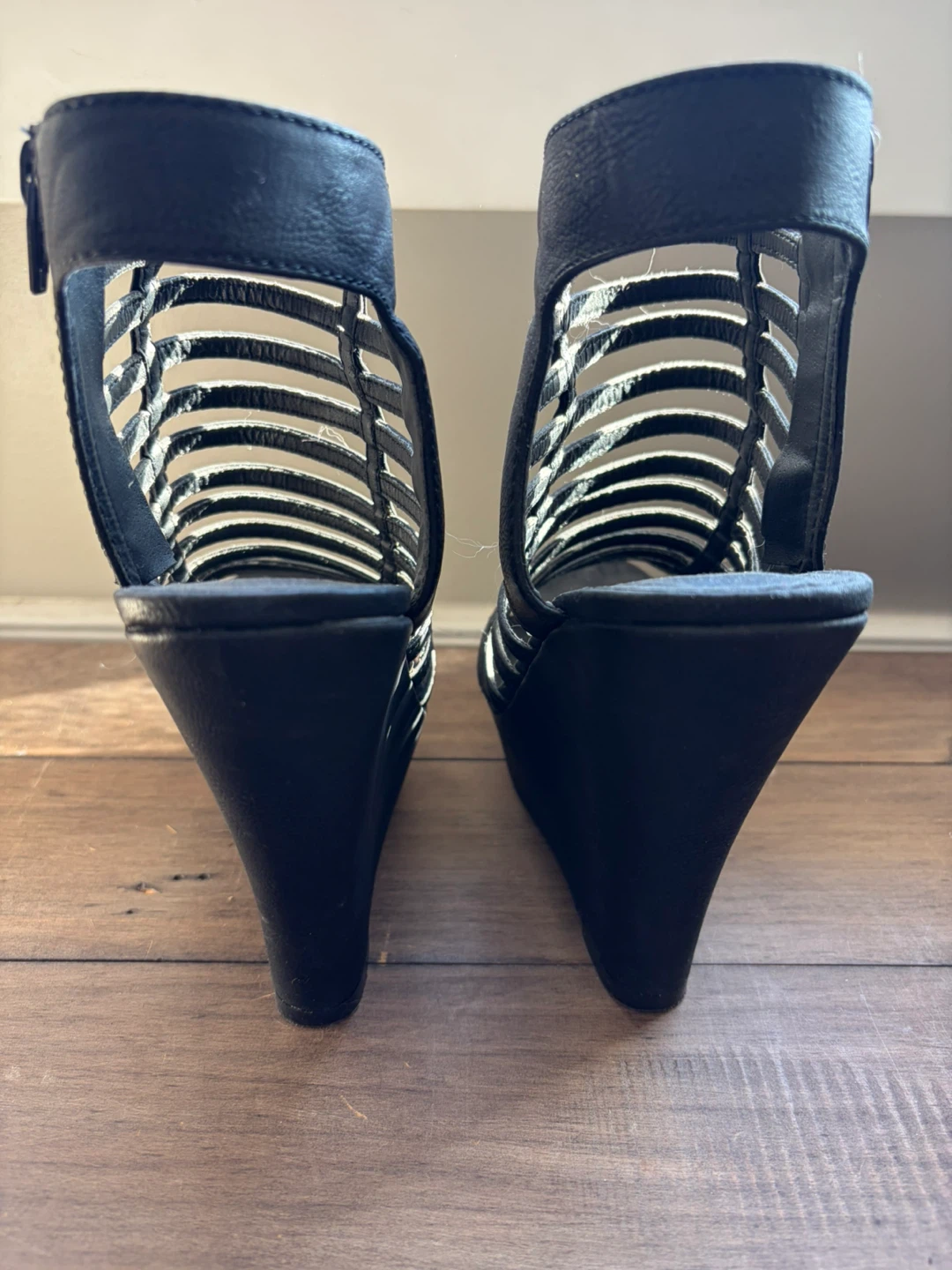 Black Strappy Wedge Heels - photo 3
