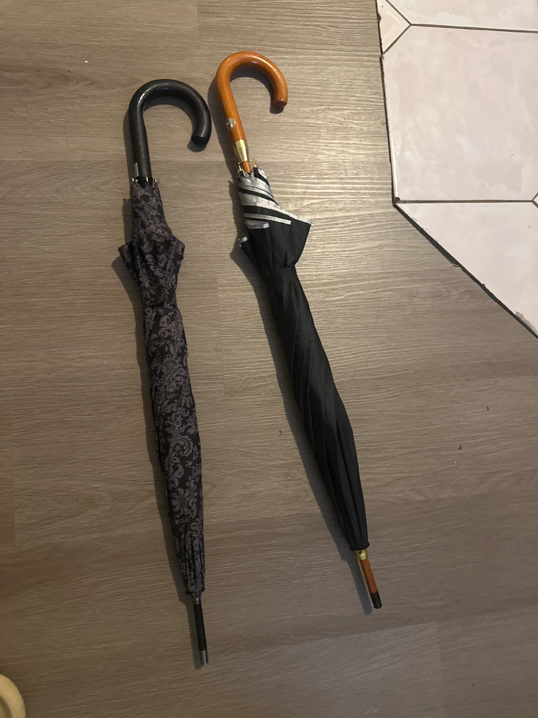 2 Umbrellas - Black Floral and Black Classic