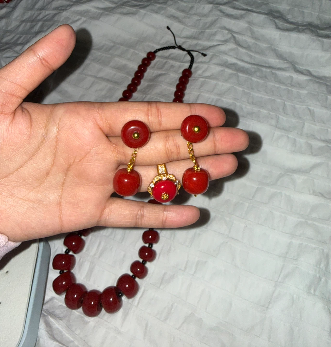 Tibetan Imitation Coral Jewlery Set
