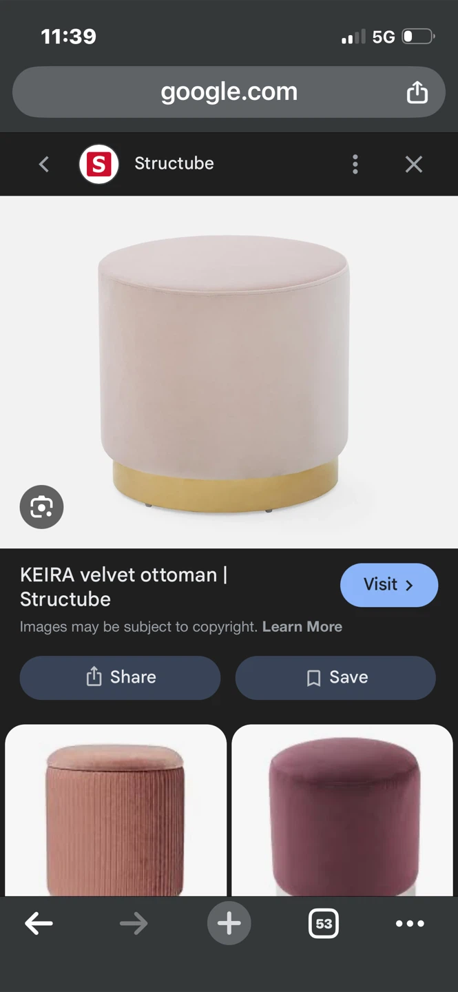 Structube Keira Velvet Ottoman - Pink - photo 2