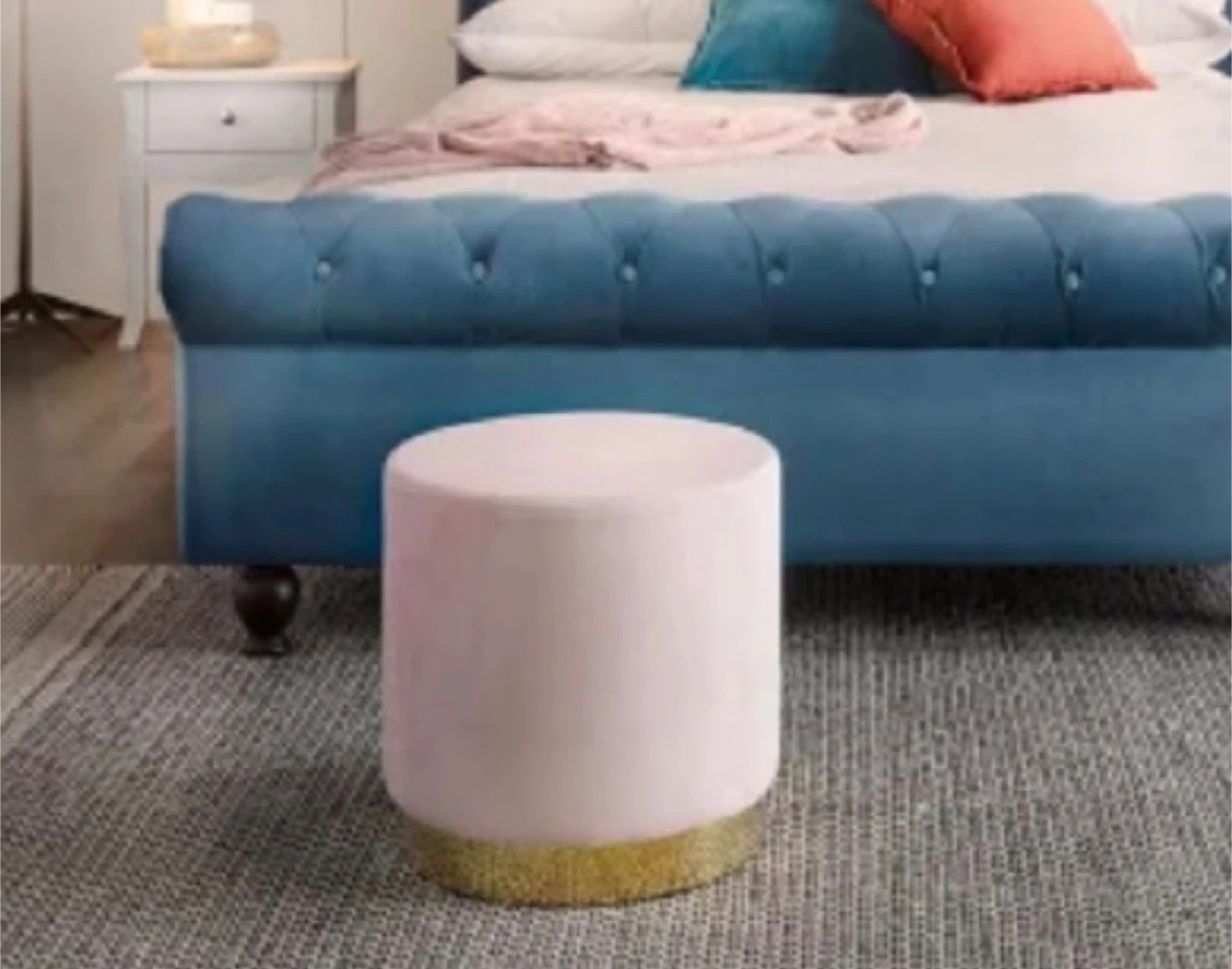 Structube Keira Velvet Ottoman - Pink