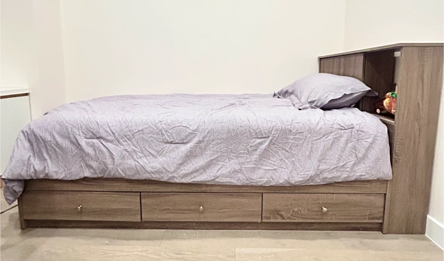 Twin Bed Frame with Headboard and Storage Drawers