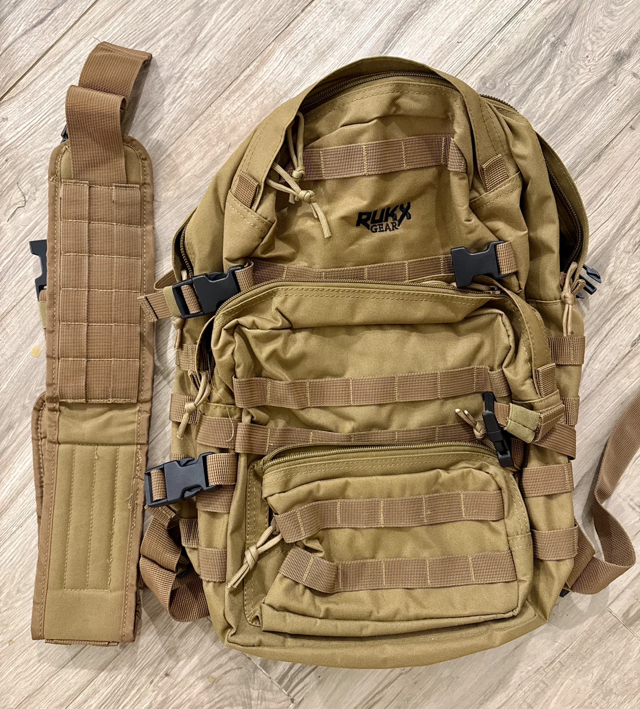 RUKX GEAR Tactical Backpack - Like New, Coyote Tan