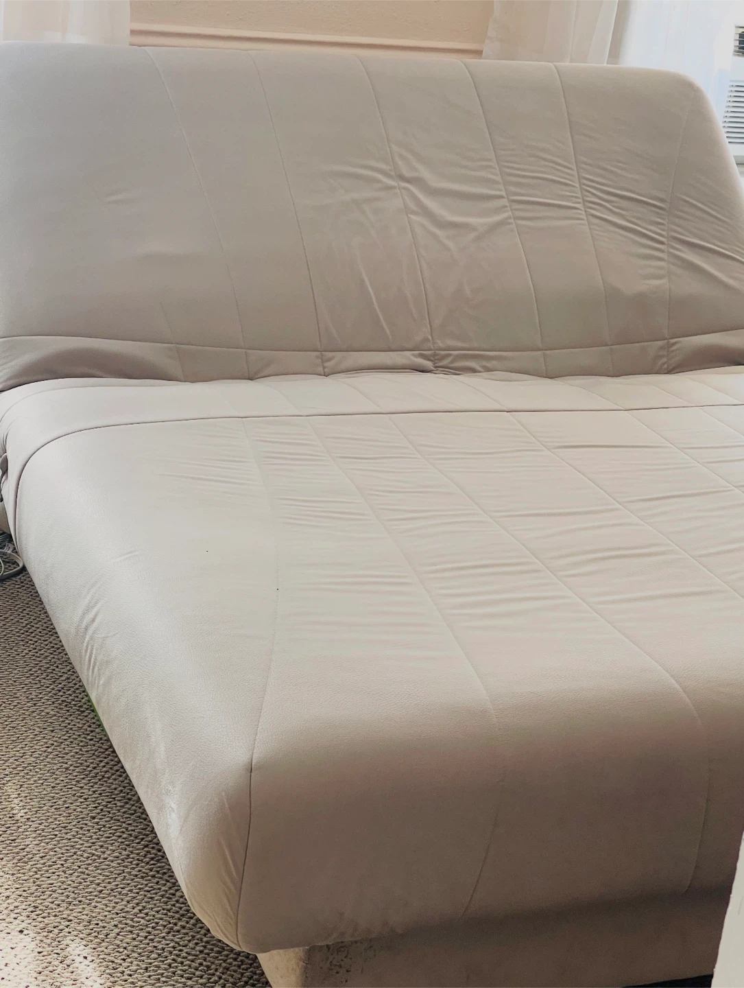 Beige Faux Leather Sofa Bed with Storage - photo 2