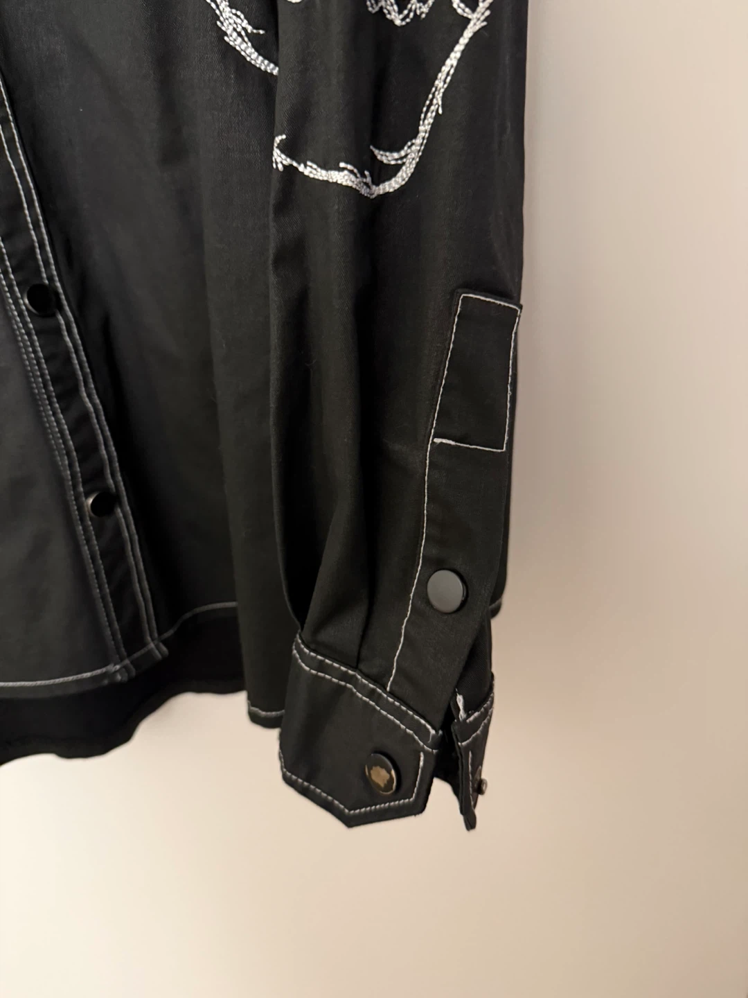 Black Skull Embroidered Oversized Shacket / Overshirt - photo 4