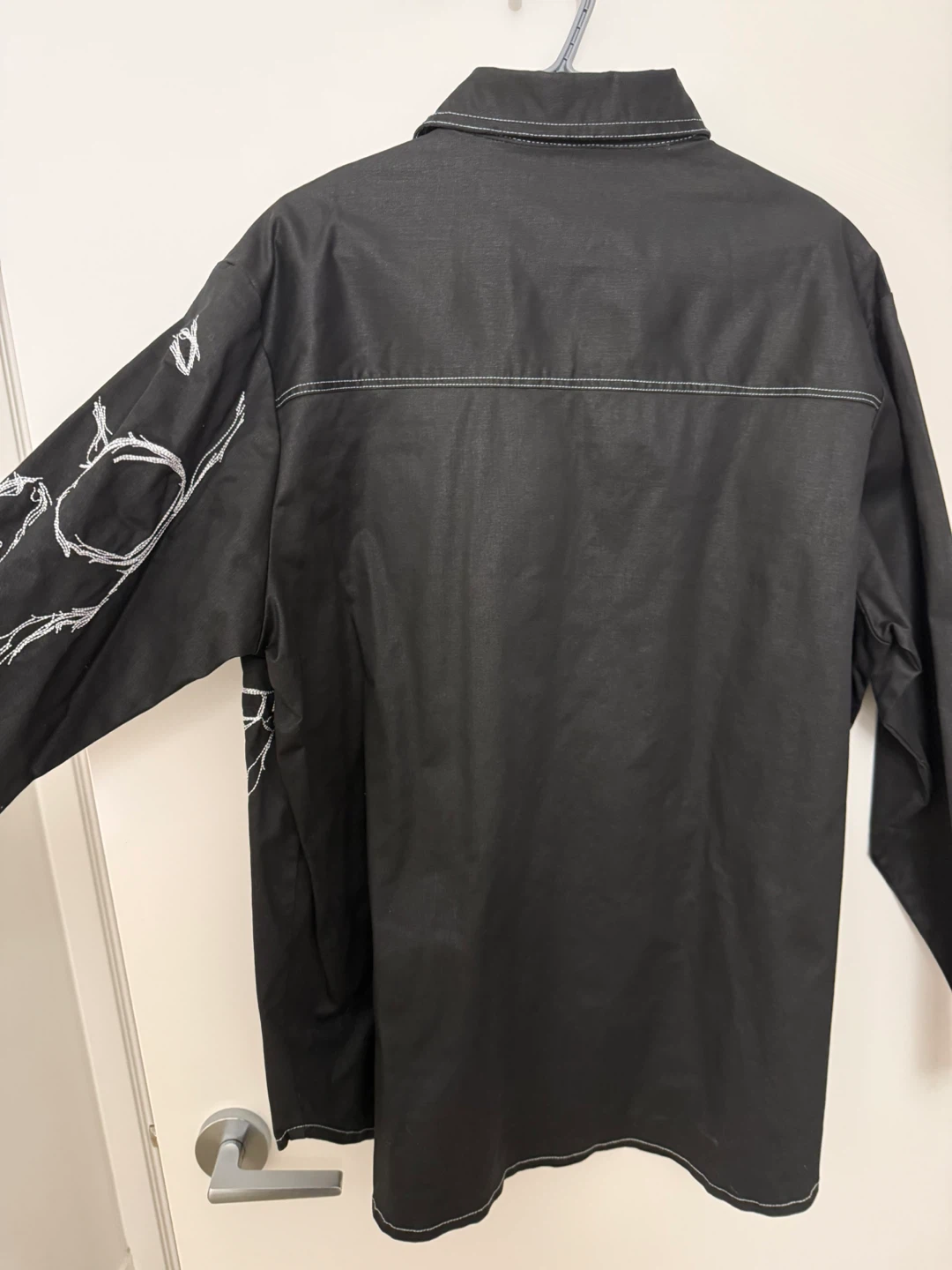 Black Skull Embroidered Oversized Shacket / Overshirt - photo 3