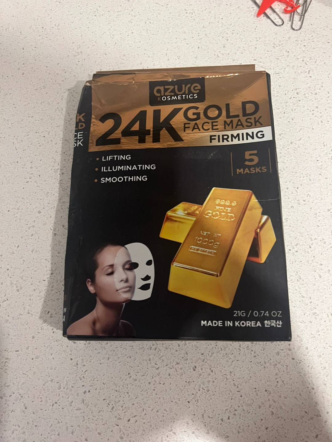 Azure Kosmetics 24K Gold Face Mask Firming (5 Masks)