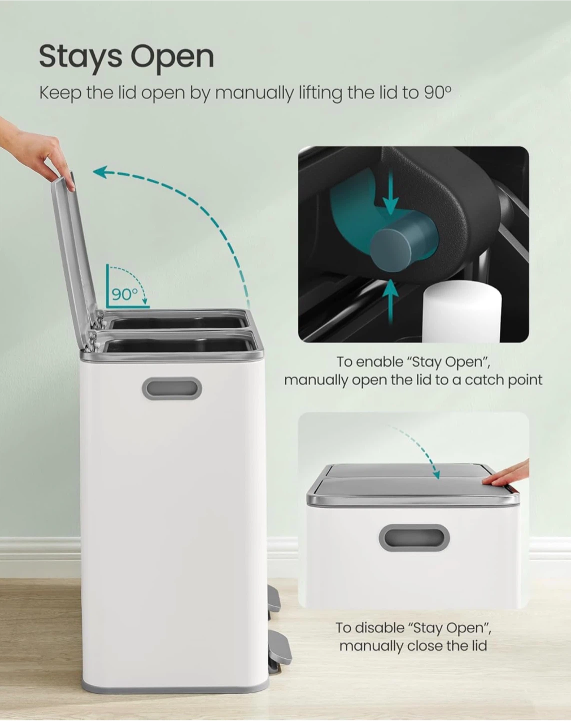 SONGMICS 2 x 10.6 Gal Double Bin Trash Can - photo 5