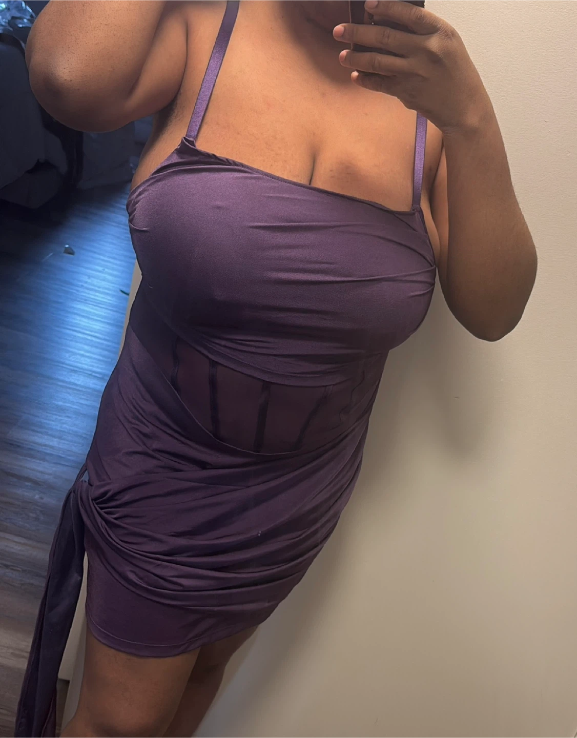 Purple Ruched Mini Dress