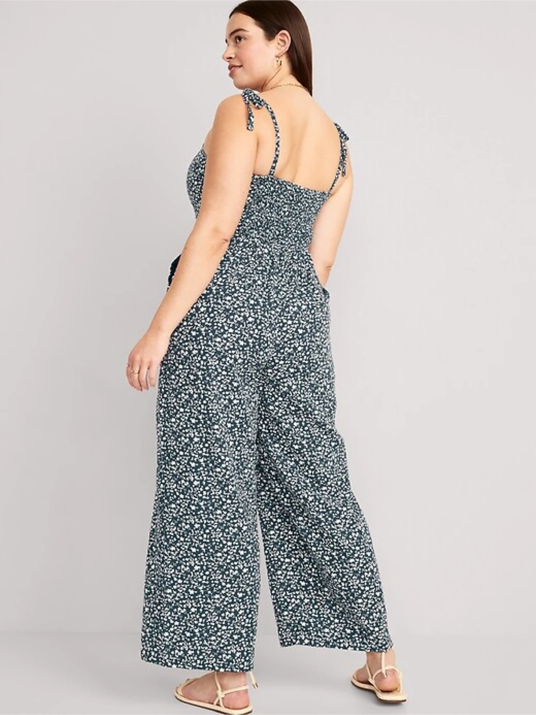 Old Navy Smocked Wide-Leg Jumpsuit Navy Floral - photo 4