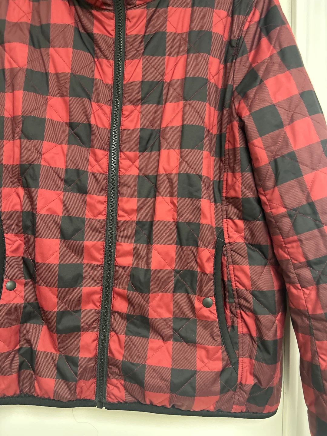 Quilted buffalo plaid sherpa lined hooded jacket - photo 2