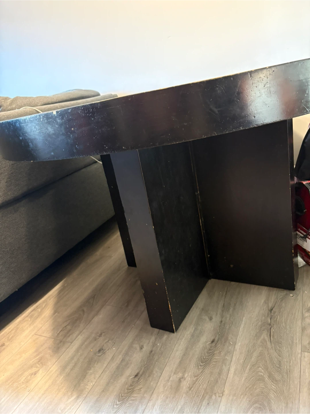Round Reclaimed Wood dining Table with Black Base - photo 3