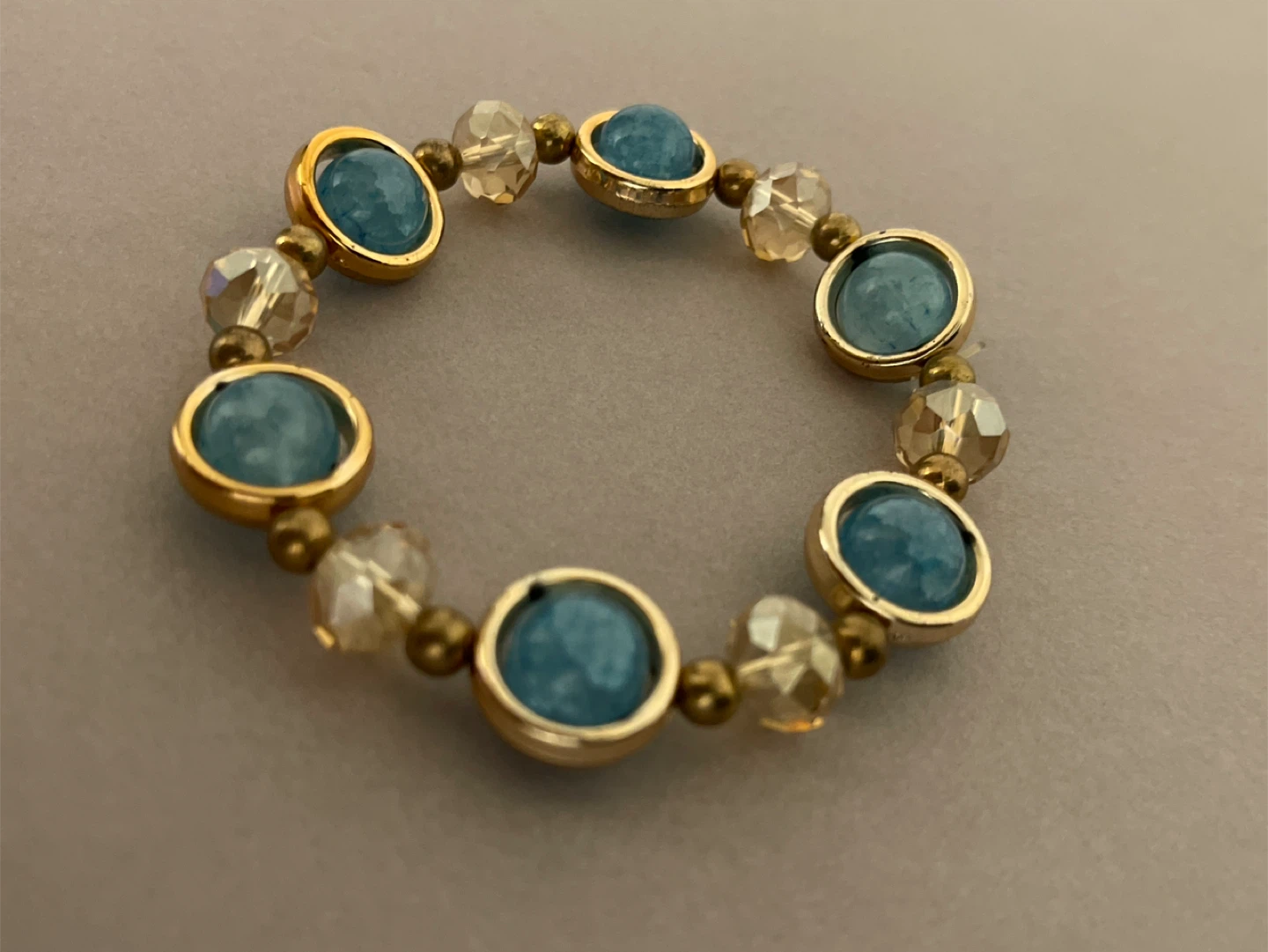 Blue and Gold Beaded Stretch Bracelet - photo 2