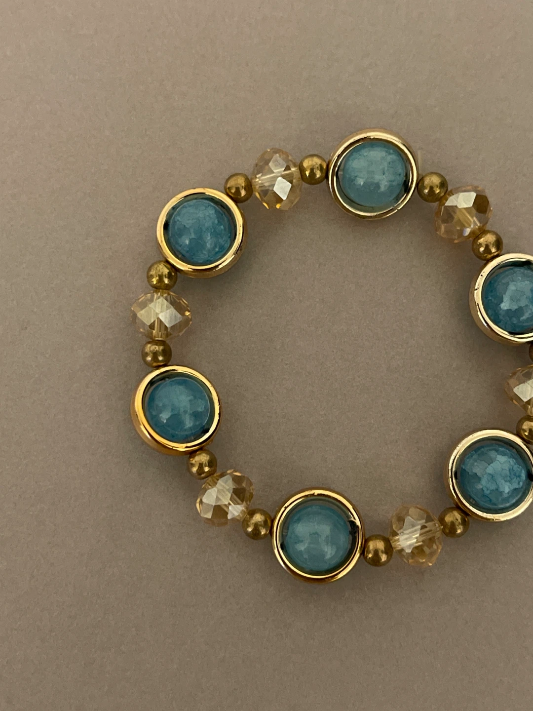 Blue and Gold Beaded Stretch Bracelet - photo 3