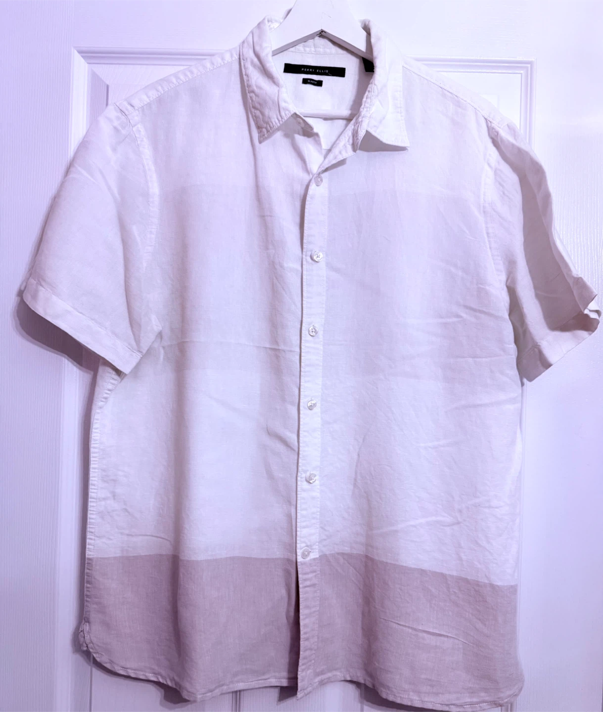 Perry Ellis Slim Fit Short Sleeve Shirt - Size L