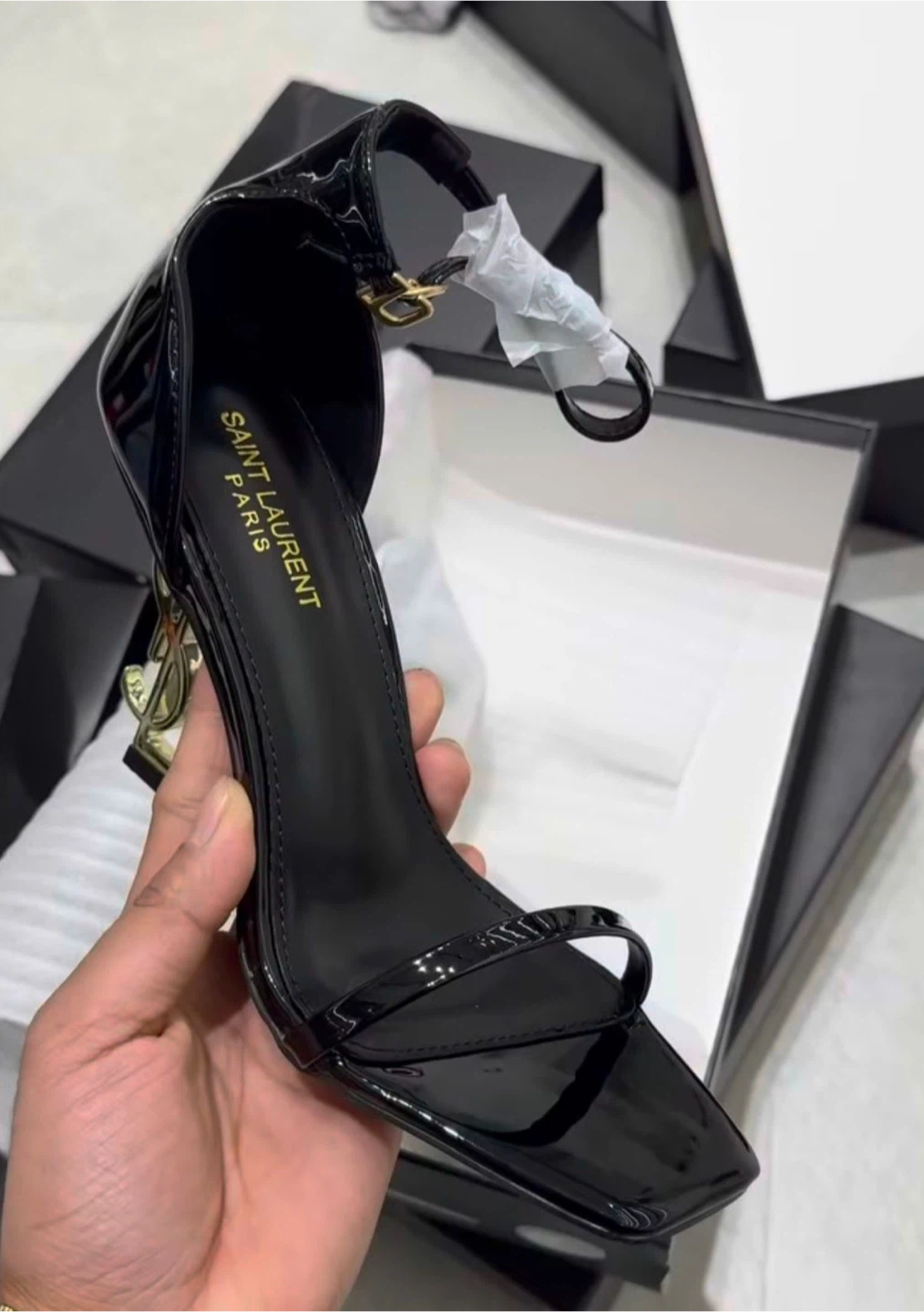 Saint Laurent Opyum Heels Black Patent Leather