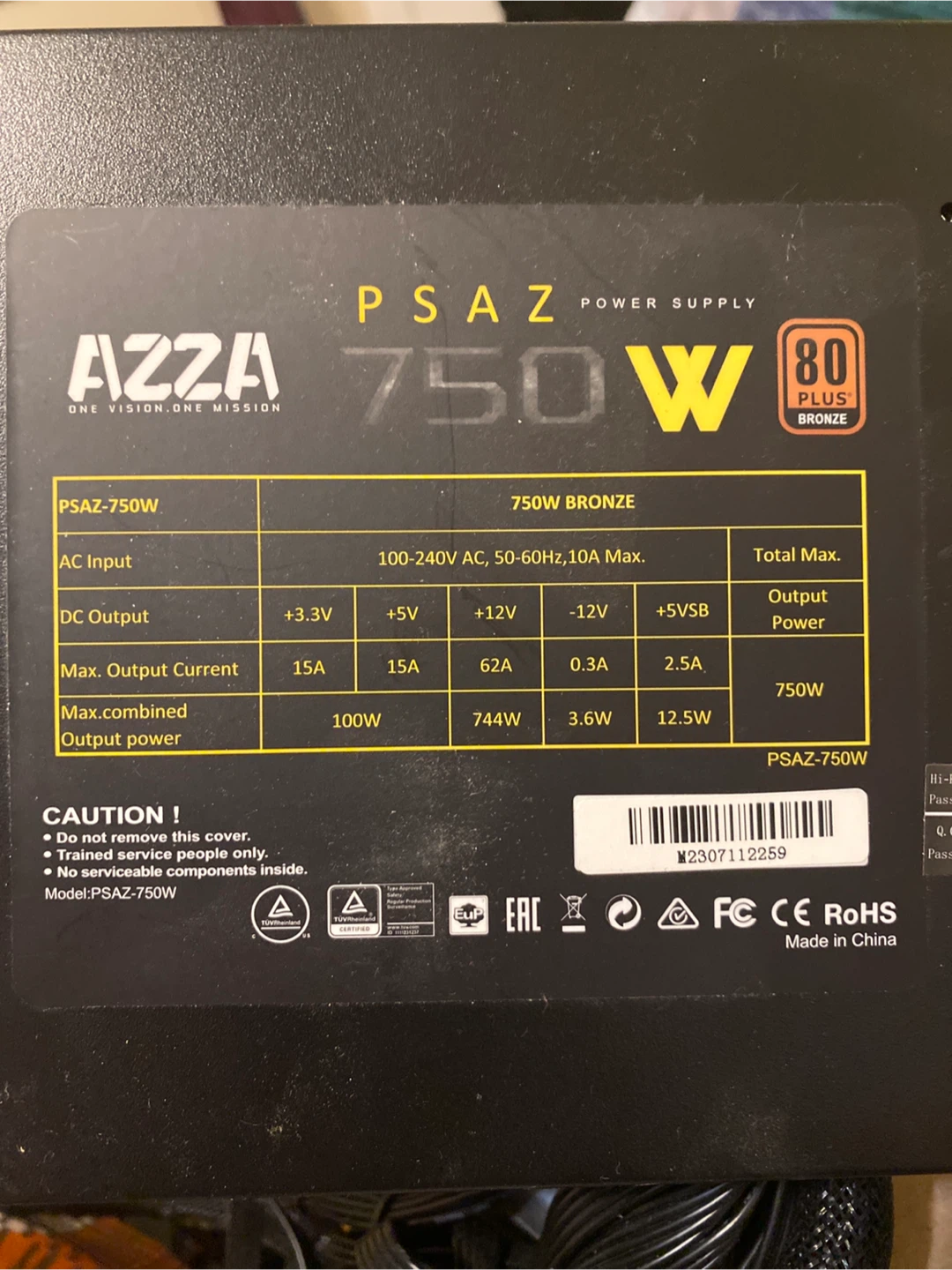 750W power supply unit (PSU) from AZZA