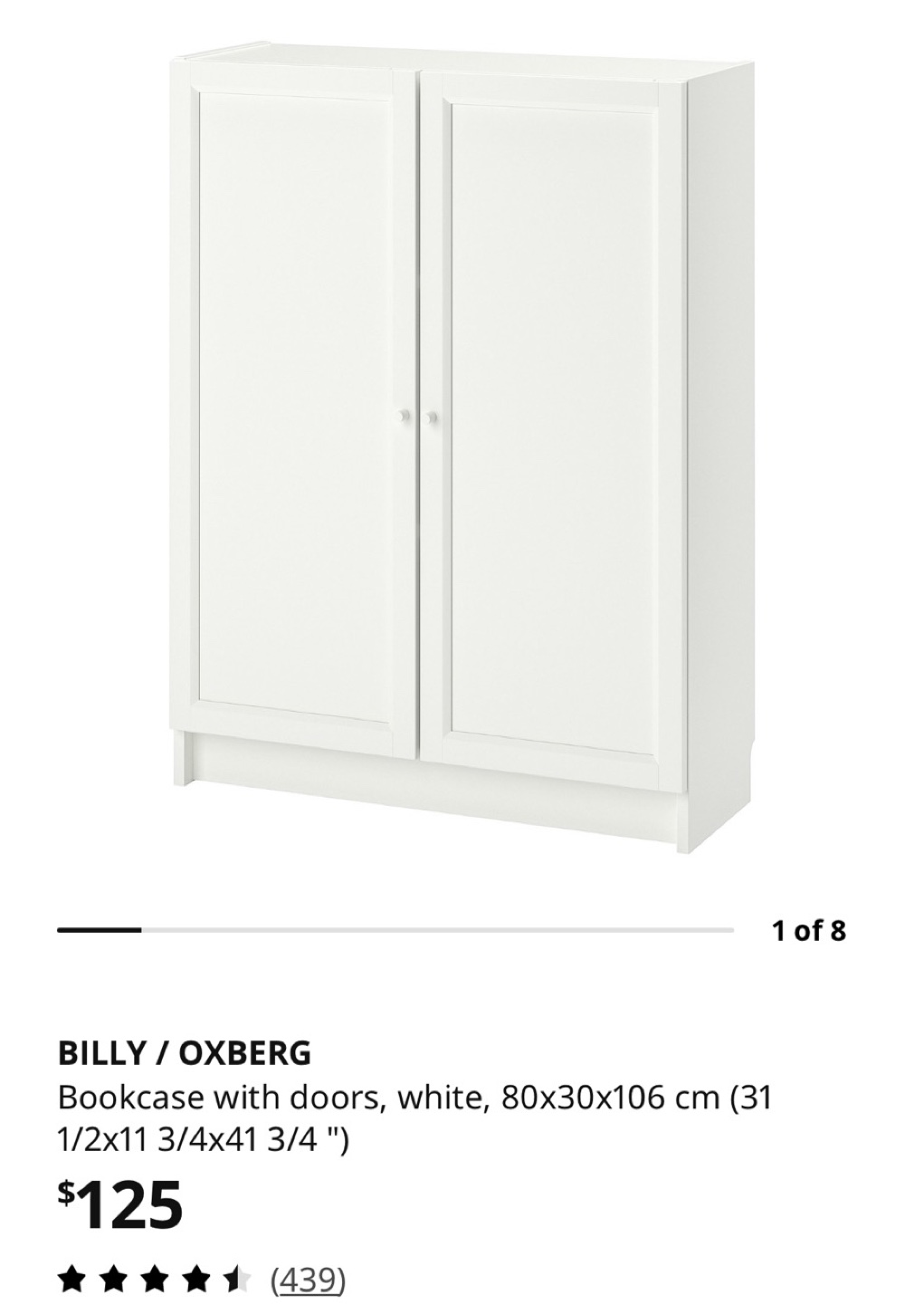 IKEA BILLY / OXBERG Bookcase with doors, white - photo 2