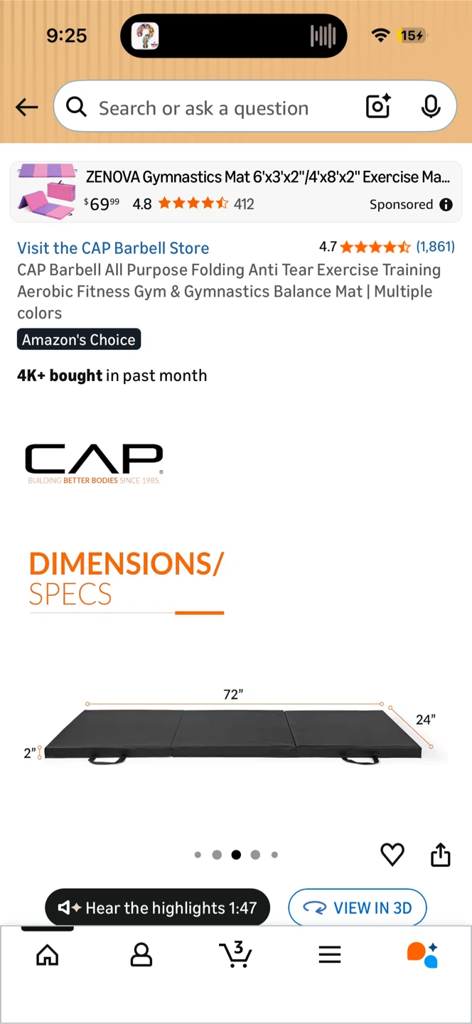 Trifold 2.0” thick fitness mat - photo 2