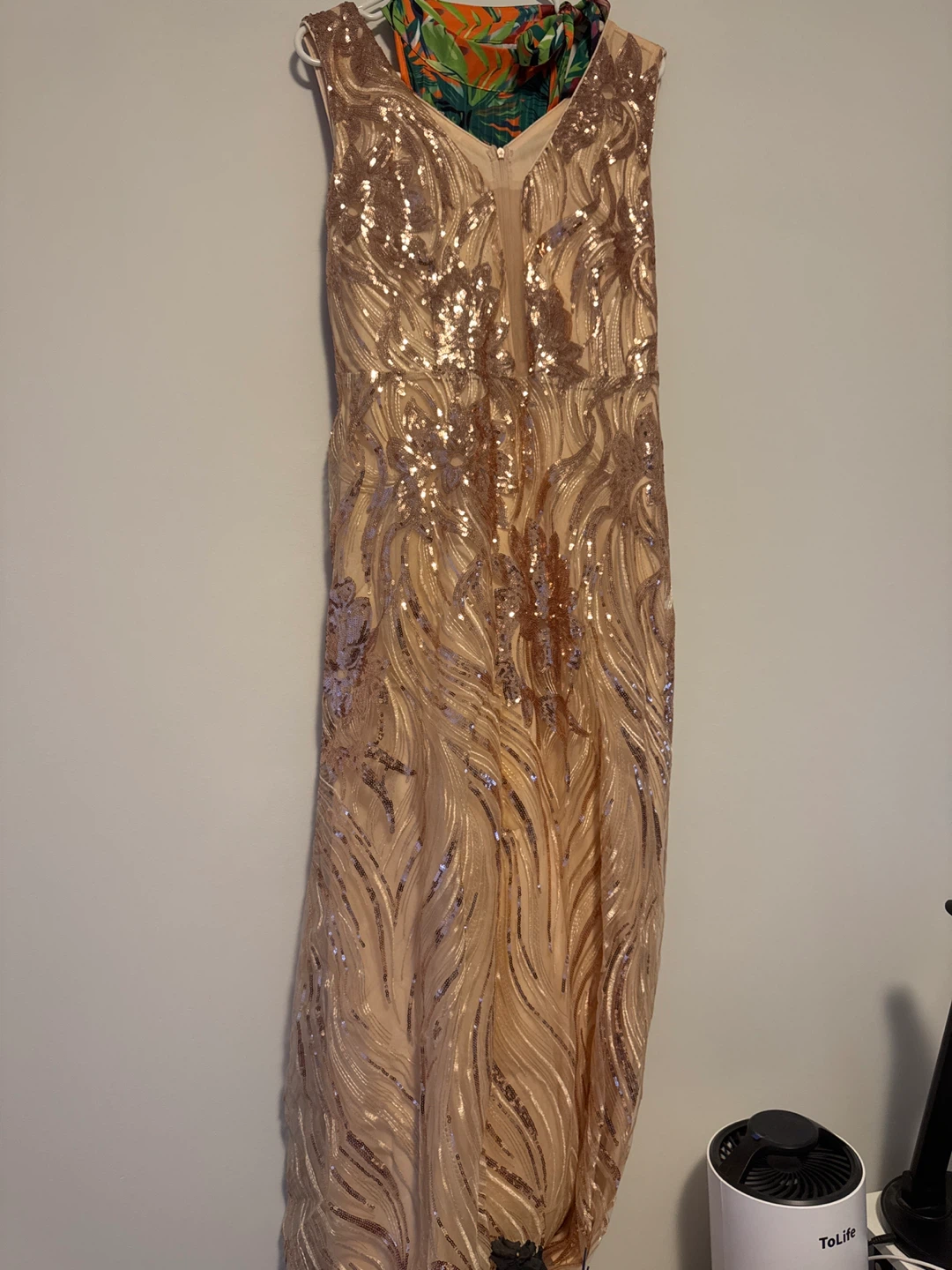 Rose Gold Sequin Maxi Dress