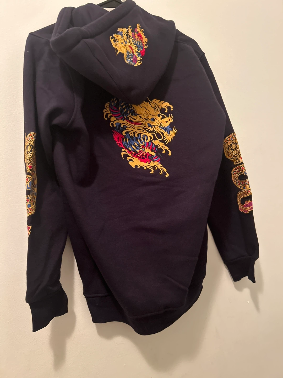 Zara Man Navy Hoodie with Embroidered Dragon Design - photo 2