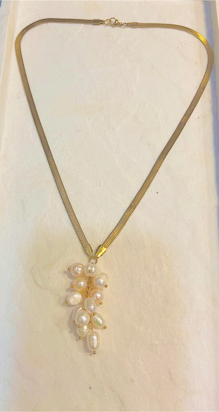Pearl Cluster Necklace with Gold Chain - photo 2