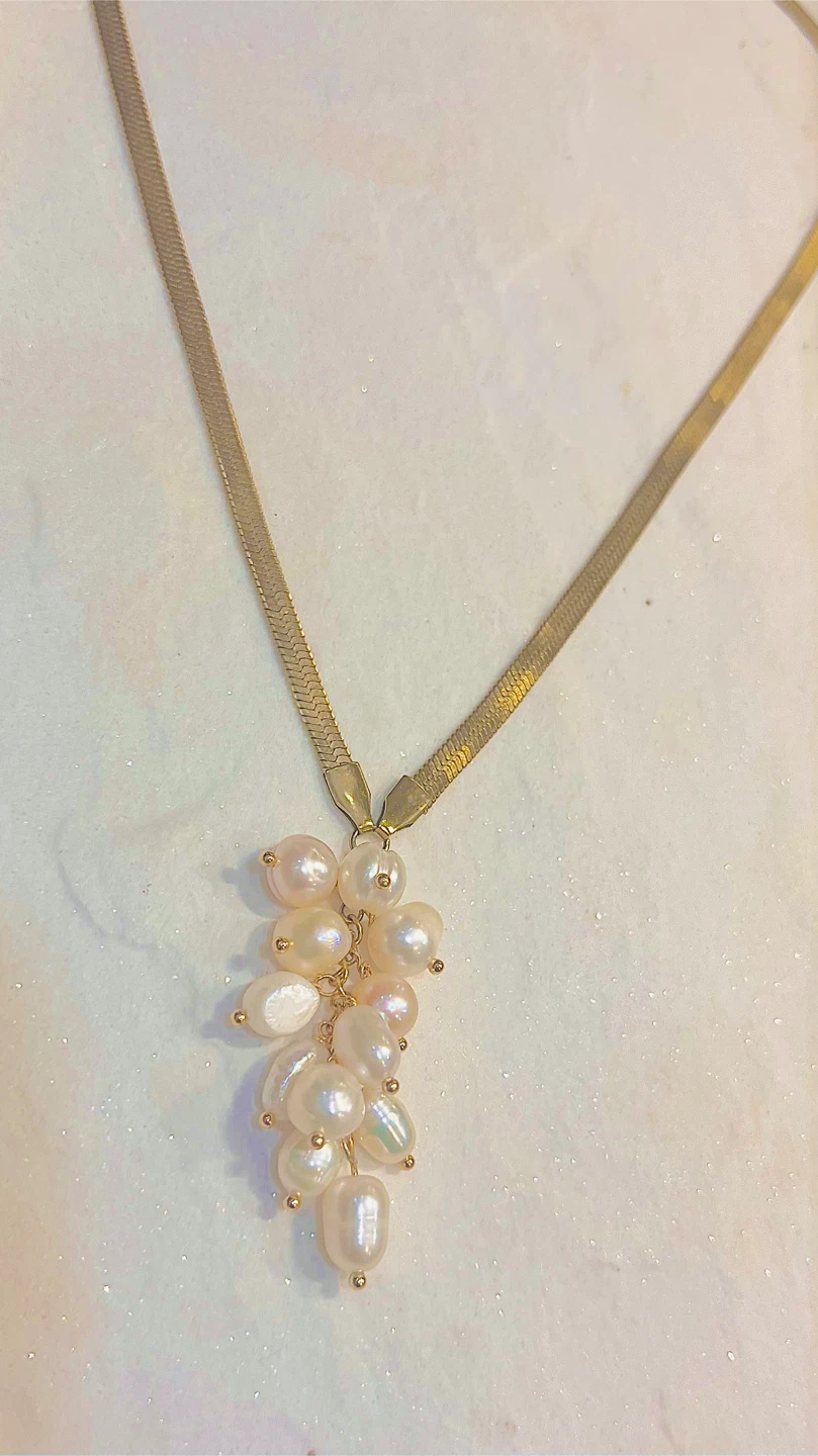 Pearl Cluster Necklace with Gold Chain