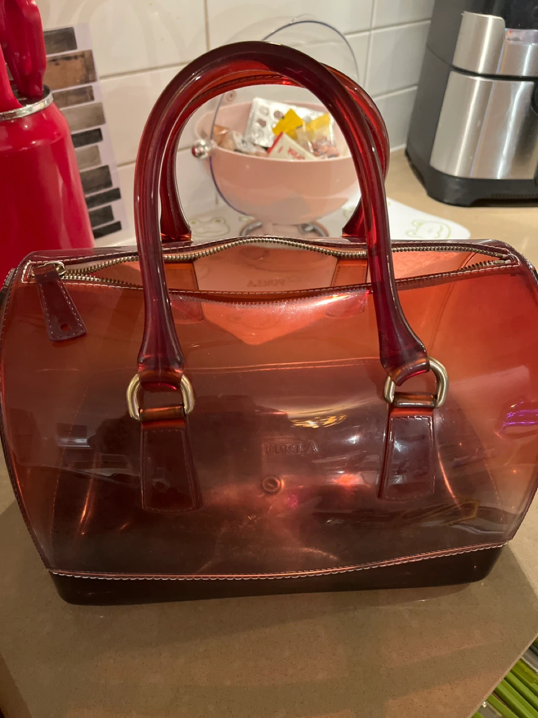 Furla Candy Barrel Bag - Red/Brown